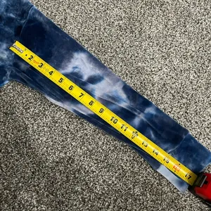 blue tie-dye pull over long sleeve hooded sweatshirt M thumbnail 7