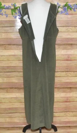 White Stag Ladies Green Faux Suede Sleeveless Maxi Dress Size L 12/14 90's Y2K thumbnail 8