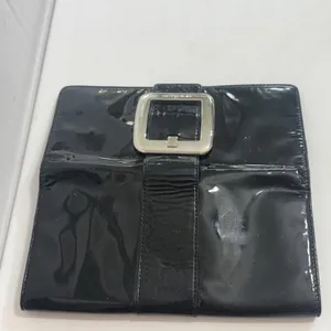 Michael Kors Buckle‎ Black Designer Old Money Minimalist Patent Leather Clutch thumbnail 4
