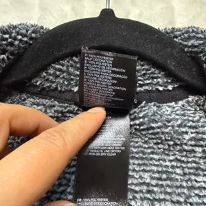 The North Face Womens Full Zip Textured Fleece Jacket Charcoal Grey Black Medium thumbnail 10