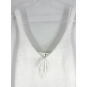 Misscosy White Fuzzy Knit Nightgown V-Neck Tie Front Sleeveless Size 8 thumbnail 3