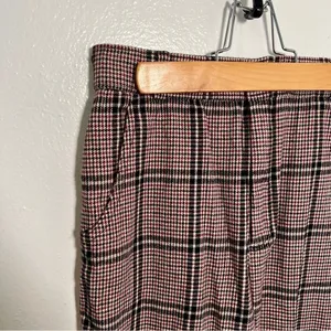 Hollister Women's Sz Small Ultra High-Rise Pant Plaid Houndstooth Beige Burgundy thumbnail 7