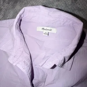 Madewell XS Lavender Button Down Long Sleeve Striped Pocket Shirt 100% Cotton #1 thumbnail 4