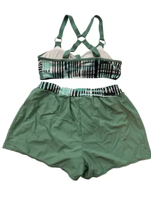 Amazon Brands Sage Green Plaid Cage Strap Bikini Swim Set Strappy Medium Women's thumbnail 8