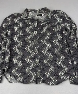 BDG Urban Outfitters Aztec Western Flannel Shirt Gray Cotton Women M thumbnail 1