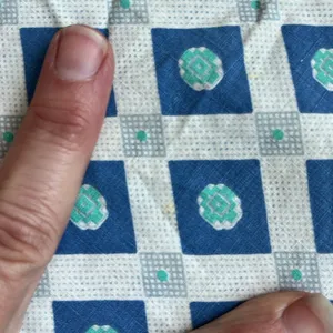 Vintage Apron Family Heirloom Tie Back Waist Blue Geometric Handmade thumbnail 10