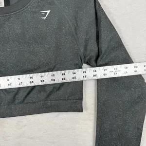Gymshark Adapt Fleck Seamless‎ Long Sleeve Crop Top XL Dark Grey Marl B2A1C thumbnail 2