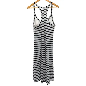 Spanx Stripe Mesh Racerback Maxi Dress L Large Built In Shelf Bra Swim Cover Up thumbnail 6