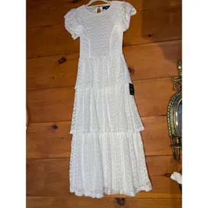 NWT Lulus Whimsical Spirit Ivory Lace Tiered Backless Midi Dress Engagement XS thumbnail 2