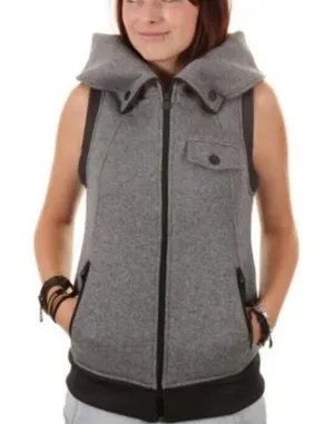 BURTON grey and black full zip vest size large hoodie thick knit‎ thumbnail 1