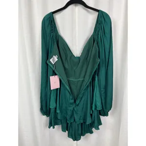 Hello Molly Forest Green Sunrise Memories Ruffle Mini Dress Romper Sz.L/US 8 NWT thumbnail 12