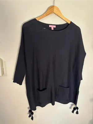 Lilly Pulitzer Elba tunic sweater black xxs thumbnail 2