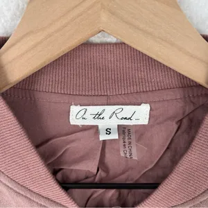 On The Road Mauve Pink Faux Suede Lace Up Zip Front‎ Bomber Jacket thumbnail 2
