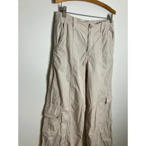 Zara Cargo Pants Womens Large Beige Excellent Wide Leg Utility Cotton Poplin thumbnail 2