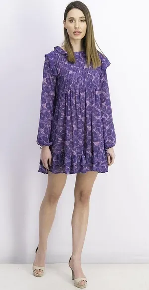 FREE PEOPLE These Dreams Babydoll Swing Long Sleeve Boho Mini Dress Size M. B-4 thumbnail 2