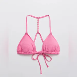 Aerie Jacquard Triangle Bikini Top and Cheeky Bikini Bottom in Lip Gloss Large thumbnail 6