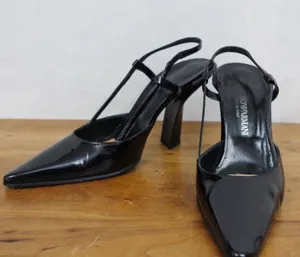 Emporio Armani Black Patent Leather Strappy Italian Made High Heels Size 37.5 thumbnail 1