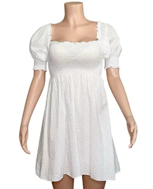 HILL HOUSE Athena Nap Dress, White Swiss Dot, Small thumbnail 6