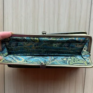 HOBO INTERNATIONAL~LAUREN~VINTAGE HYDE Leather Clutch Double Frame Wallet BLACK thumbnail 10