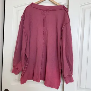 Free People Asher Thermal Oversized Shirt Stolen Kiss Maroon Red thumbnail 4