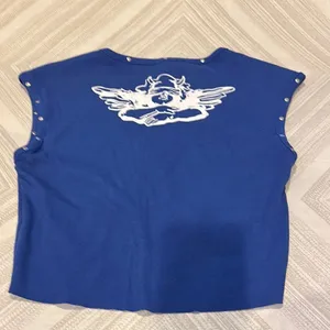 Boys Lie Women’s Blue Sleeveless Grommet Top with Heart Graphic Image - Size M thumbnail 6