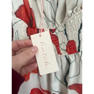 Hutch Bertie‎ Red Poppy Chiffon Mini Dress Square Neck Long Sleeve Size M NWT thumbnail 7