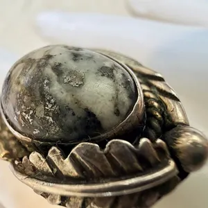 Vintage Sterling Silver Southwestern white buffalo Statement Ring thumbnail 5