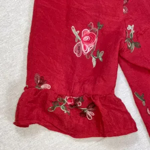 Fig & Flower | Red Floral Embroidered Peasant Top | Large thumbnail 5