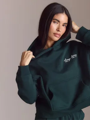 Lounge Living Hoodie Women's Hoodie with Kangaroo Pocket Size S Forest Green thumbnail 2