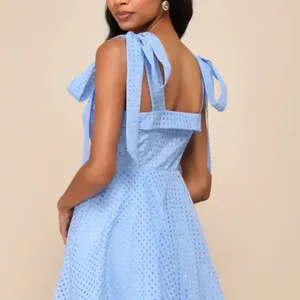 Lulus Forever Darling Gingham Tie-Strap Mini wedding guest Dress Coquette girl thumbnail 4