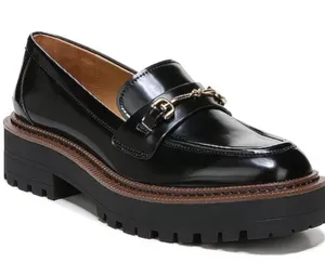 Sam Edelman Black Patent Lug Sole Loafer with Gold Bit thumbnail 1