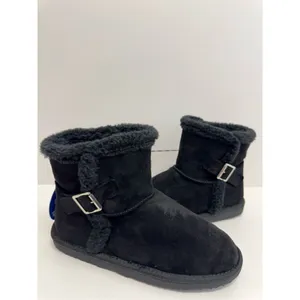 Floopi Mid Calf Winter Boots Size 10 Black Suede Fur Lined Pull On Style‎ NEW thumbnail 4