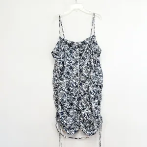 Abercrombie & Fitch Ruched Floral Side Tie Mini Dress White Blue XL Tall thumbnail 4