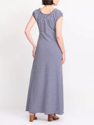 Market & Spruce Short Sleeve Gingham Maxi Dress Navy Small NWT STITCH FIX thumbnail 2