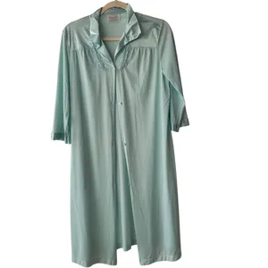 Vanity Fair Vintage Blue Robe Button Front Embroidered Sleepwear USA Made‎ Small thumbnail 4