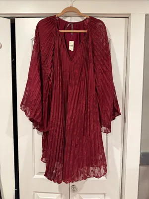 Anthropologie Toulon Pleated Mini Dress Plum Size‎ XL NWT thumbnail 2