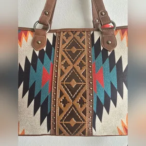 Western Aztec Tapestry‎ Concealed Tribal Carry Tote Bag Ivory thumbnail 13