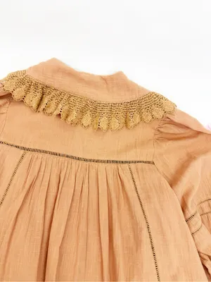 Free People 5 O’Clock Tea Time Mini Dress Peached Copper Cotton Crochet Lace thumbnail 13