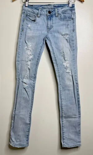 American Eagle Outfitters Distressed Skinny Jeans Low Rise Women’s Size 00 Reg thumbnail 1