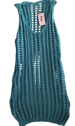 ZYIA Teal Crochet Knit Swim Coverup thumbnail 1
