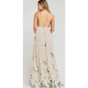 Show Me Your Mumu Floral‎ Maxi Dress Tan Beige XS thumbnail 2