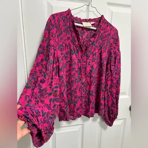 Anthropologie Floral Pink Women's Top thumbnail 5
