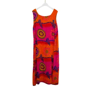 1990s Vintage Phases Bright Colorful Boho Mumu Dress Extra Large Bohemian thumbnail 3