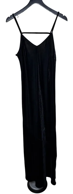 Forever‎ 21 Contemporary Black Velvet Open Back Maxi Slip Dress Small thumbnail 1