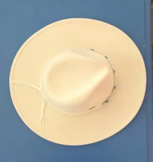 & Other Stories Adora Ivory Felt Western Hat Turquoise Concho Band Boho Luxe Cowgirl thumbnail 9
