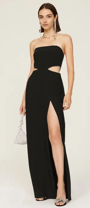 Amanda Uprichard‎ Kloss Gown Strapless Cutout Black XS thumbnail 1