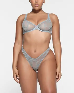 Skims Ultra Fine Lace Scoop Bra Denim Size 32C thumbnail 7