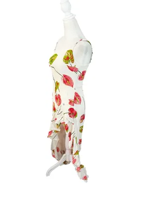 Reformation Winola Cali Floral High Low Ruffle Maxi Dress Ivory S thumbnail 4
