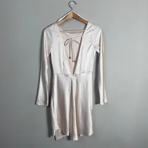 Hello Molly Expressed Permission Mini Dress Women's XS 2 Champagne Satin NWT thumbnail 6