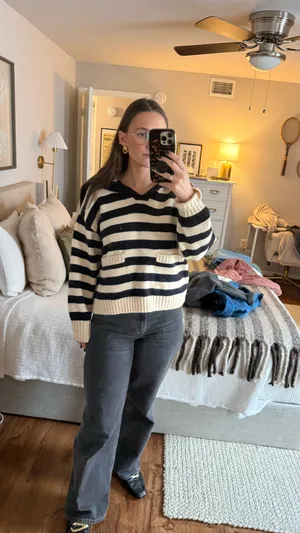Zara Navy Striped Sweater  thumbnail 2